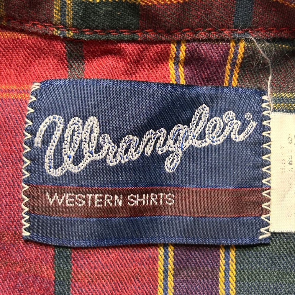 Vtg Wrangler Pearl Snap Shirt Mens 15.5 34 Plaid Western Cowboy Rodeo Workwear - Picture 3 of 8